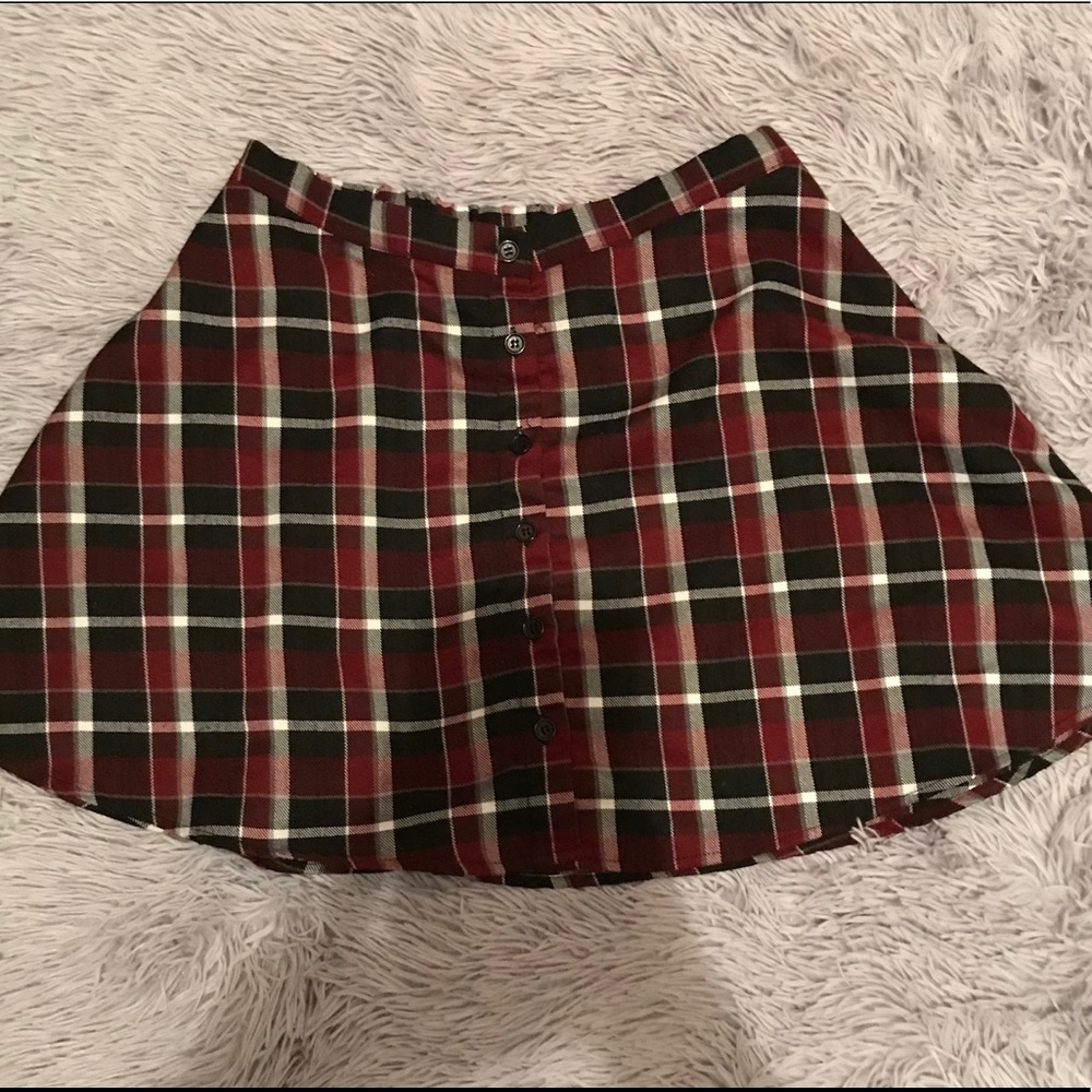 Button-up Plaid Skirt